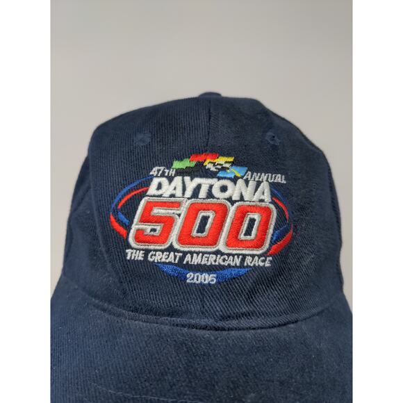 Vintage 2005 47th Daytona 500 Slideback Hat Adjustable Blue Embroidered Logo - Picture 3 of 11